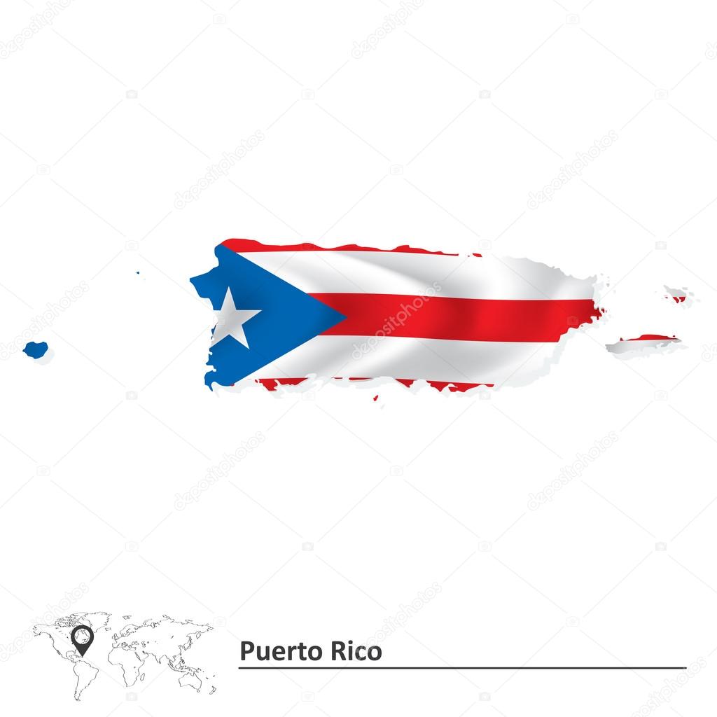 Mapa de Puerto Rico con bandera 2024