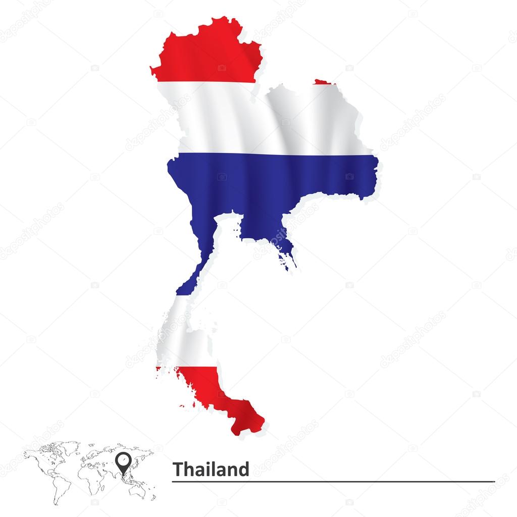 Map of Thailand with flag