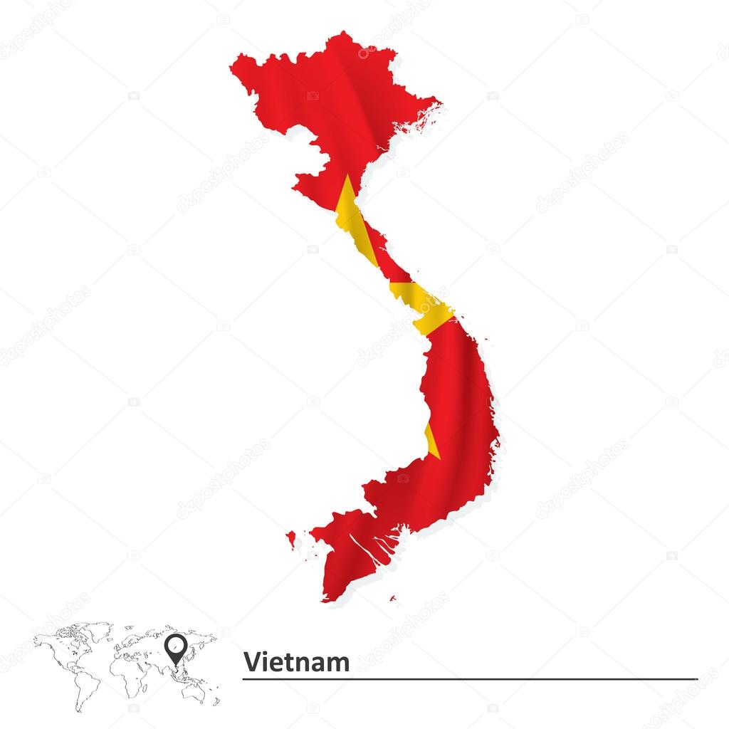 Map of Vietnam with flag