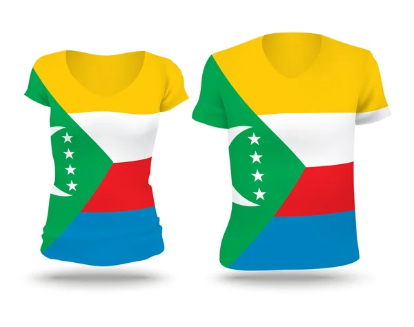 Bandiera disegno camicia delle Comore — Vettoriale Stock