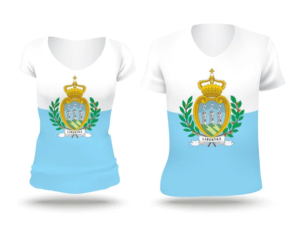 Flag shirt design of San Marino — 스톡 벡터