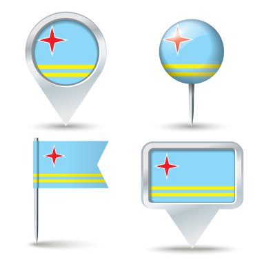Harita iğne ile Aruba bayrağı