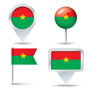 Burkina Faso bayrağı ile harita pimleri