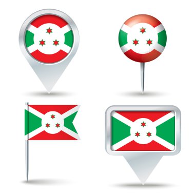 Harita iğne Burundi bayrağı ile