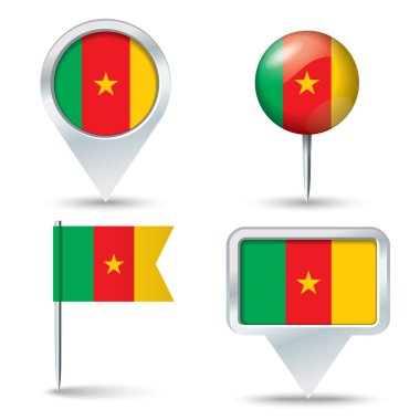 Harita iğne ile Kamerun bayrağı