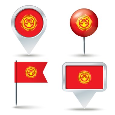 Kırgızistan bayrağı ile harita pimleri