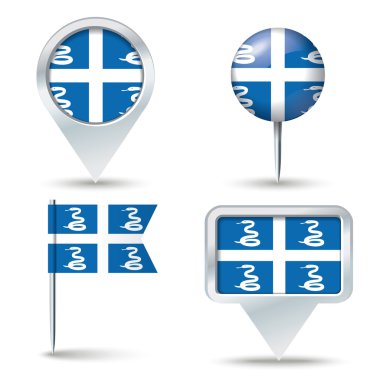 Harita iğne Martinique bayrağı ile