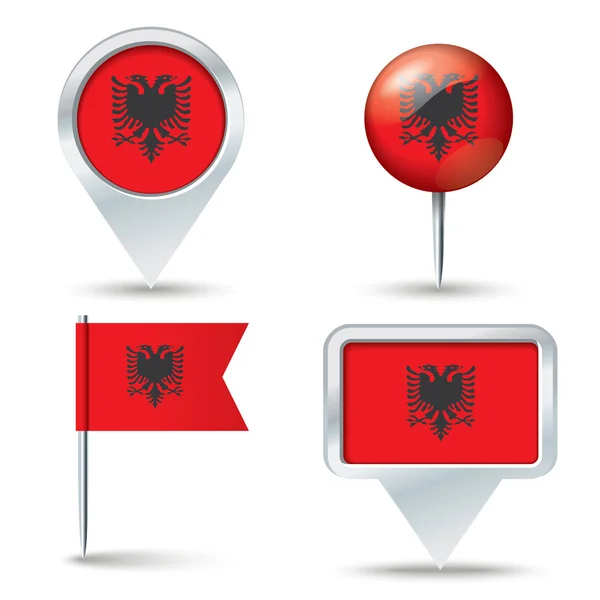 Špendlíky s vlajka Albánie — Stockový vektor