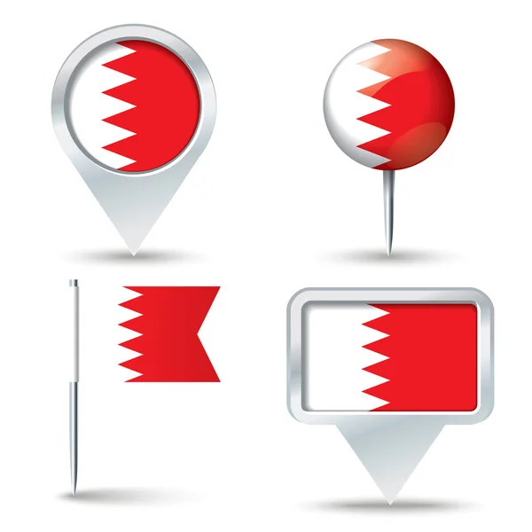 Karta pins med flagga Bahrain — Stock vektor