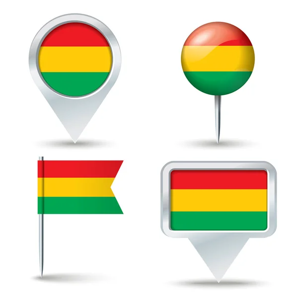 Anstecknadeln mit der Flagge von Bolivien — Stockvektor