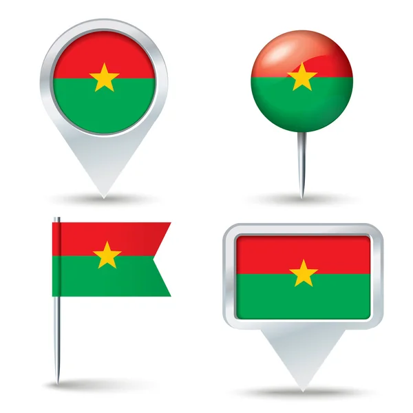 Špendlíky s vlajka Burkiny Faso — Stockový vektor