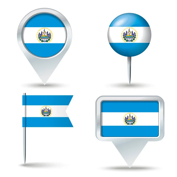 Épinglettes de carte avec drapeau de El Salvador — Image vectorielle