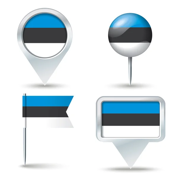 Map pins with flag of Estonia — Stock Vector