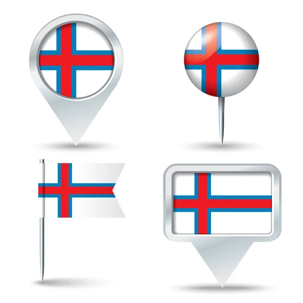 Map pins with flag of Faroe Islands — Stock Vector