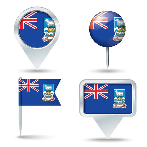 Karta pins med flagga Falklandsöarna — Stock vektor