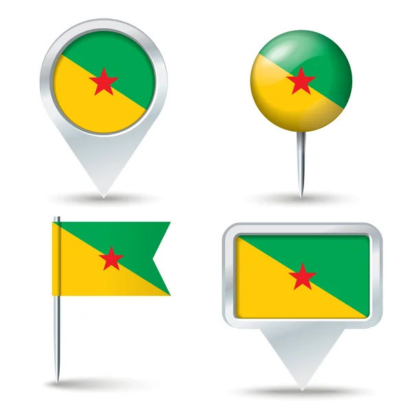 Špendlíky s vlajka Francouzské Guyany — Stockový vektor