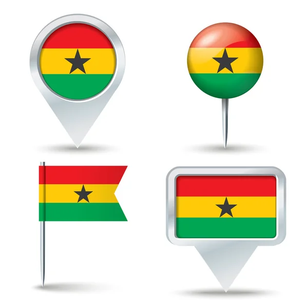 Špendlíky s vlajkou Ghany — Stockový vektor