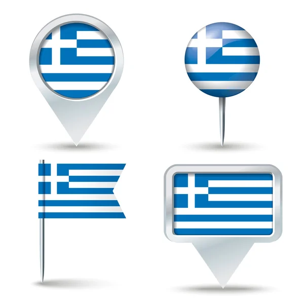 Map pins with flag of Greece — Stock Vector