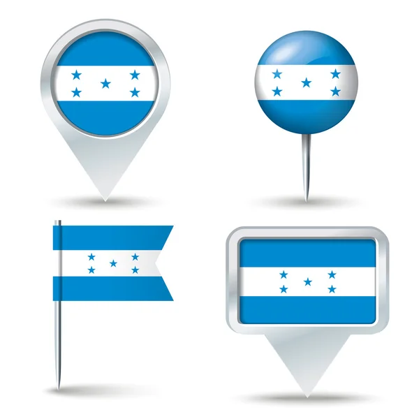 Térkép csapok Honduras zászlaja — Stock Vector
