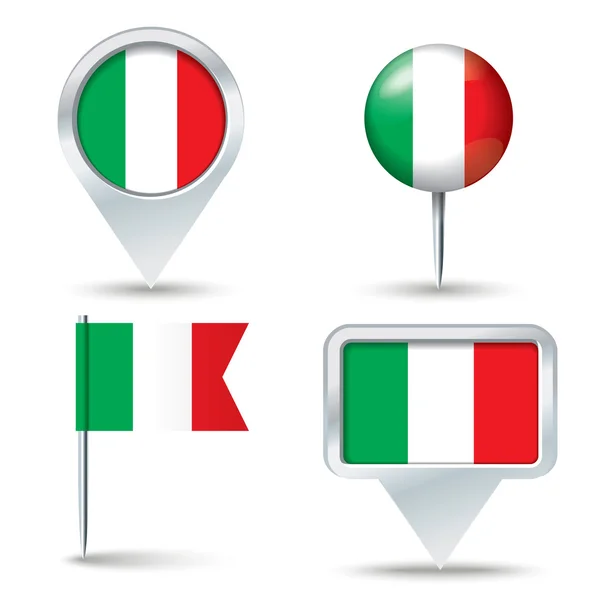 Mapa pinów z flaga Włoch — Wektor stockowy