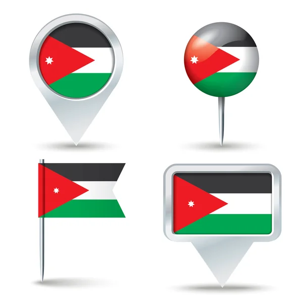 Kaartspelden met vlag van Jordan — Stockvector