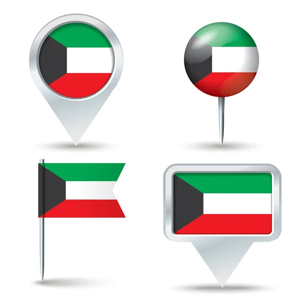 Karta pins med flagga av Kuwait — Stock vektor