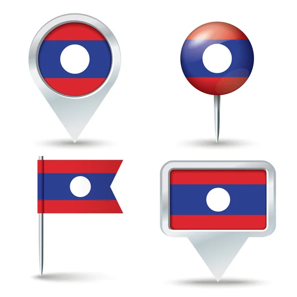 Mappa puntine con bandiera del Laos — Vettoriale Stock