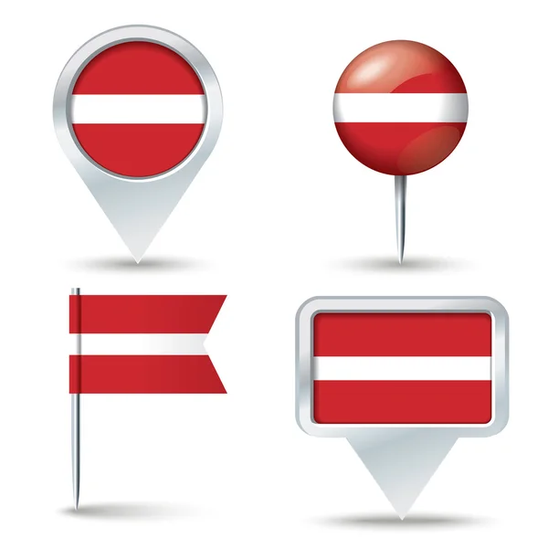 Χάρτης καρφίτσες με σημαία της Λεττονίας — Διανυσματικό Αρχείο