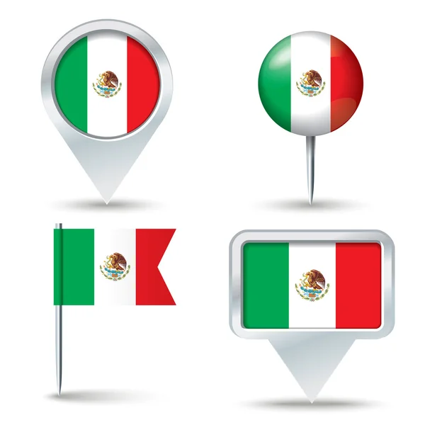 Kaartspelden met vlag van Mexico — Stockvector