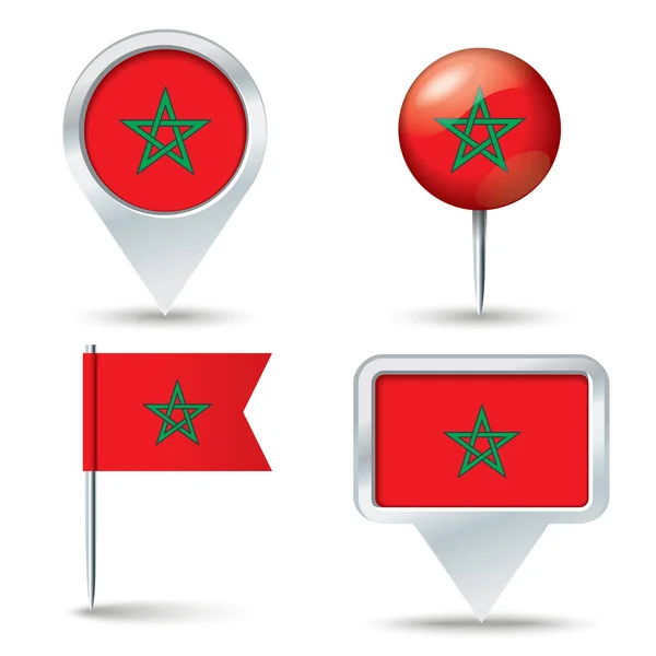 Map pins with flag of Morocco — Stock Vector
