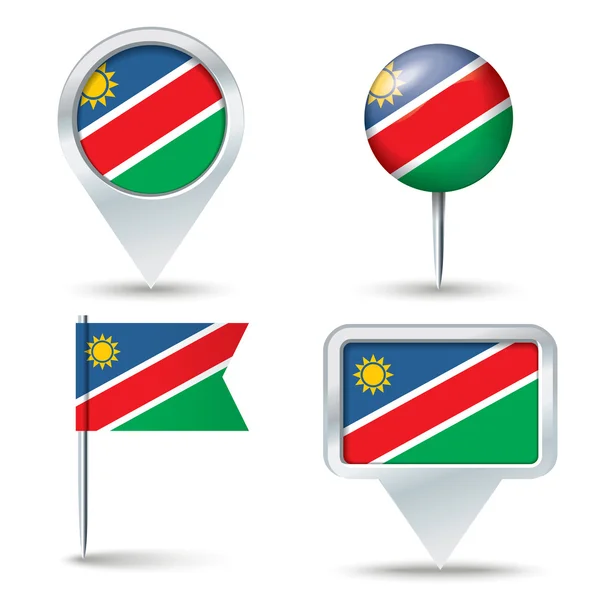 Alfileres de mapa con bandera de Namibia — Vector de stock