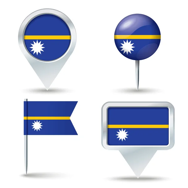 Épingles de carte avec drapeau de Nauru — Image vectorielle