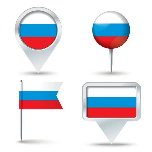 Harita iğne ile Rusya bayrağı — Stok Vektör