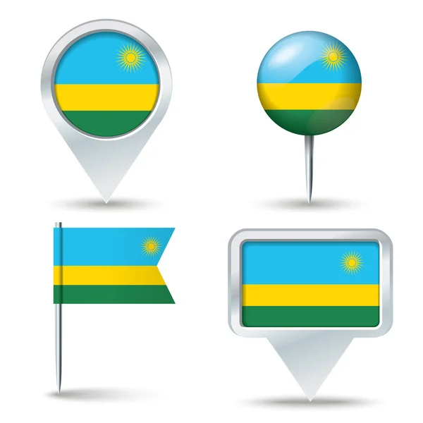 Карта шпильки з прапор Руанди — стоковий вектор