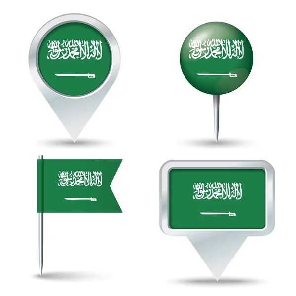 Karta pins med flagga i Saudiarabien — Stock vektor