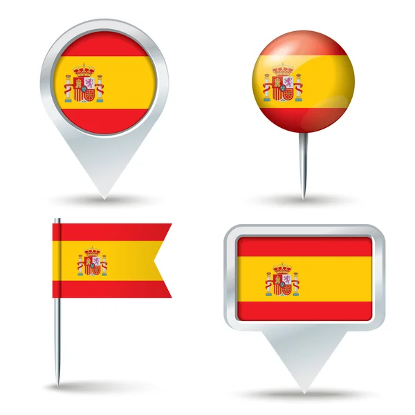 Mapa de pines con bandera de España — Vector de stock