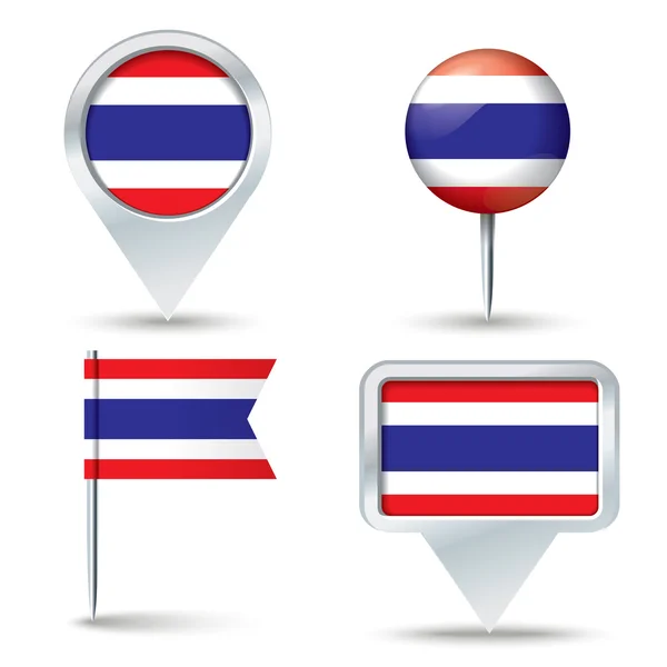 Mapa de pinos com bandeira da Tailândia — Vetor de Stock