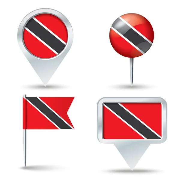 Map pins with flag of Trinidad and Tobago — Stock Vector