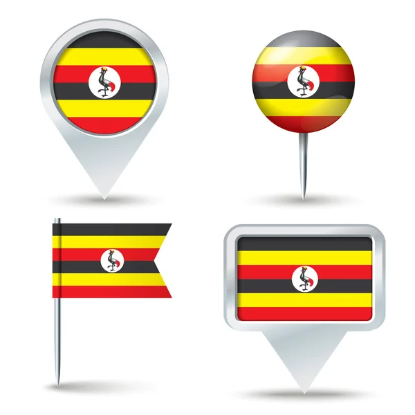 Булавки с флагом Уганды — стоковый вектор