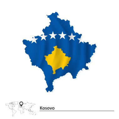 Kosova Haritası bayrak ile
