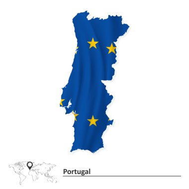 Portekiz Haritası Avrupa Birliği bayrağı ile