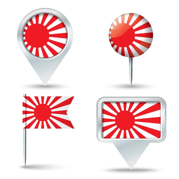 Japon deniz bayrak ile harita pimleri — Stok Vektör