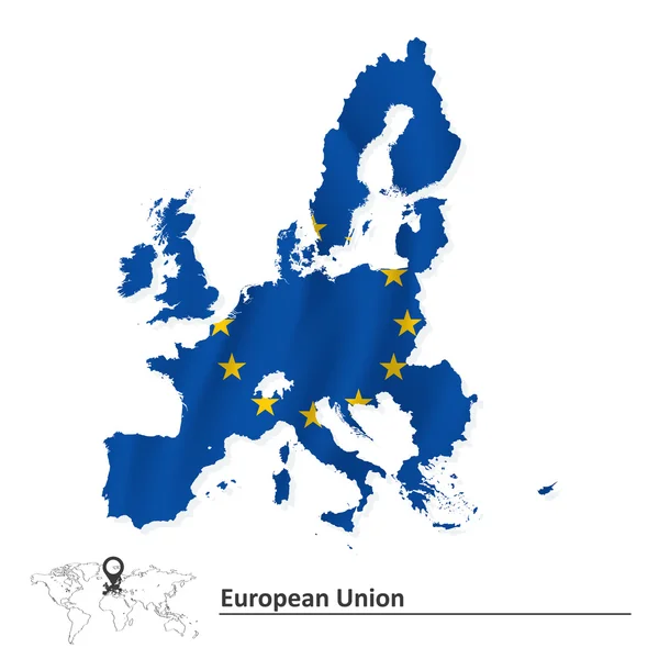 Bayrağı ile Avrupa Birliği'nin 2015 Haritası — Stok Vektör