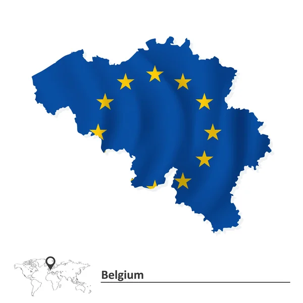 Kaart van België met Europese Unie vlag — Stockvector