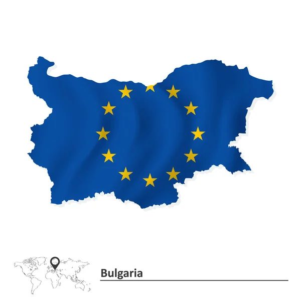 Map of Bulgaria with European Union flag — Stock Vector