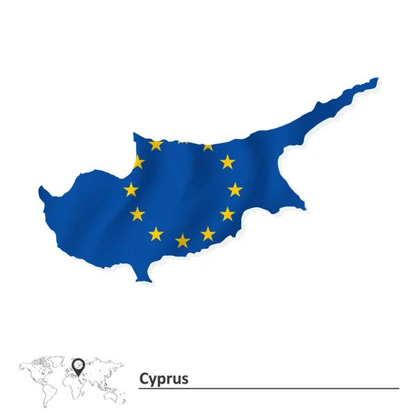 Kaart van Cyprus met Europese Unie vlag — Stockvector