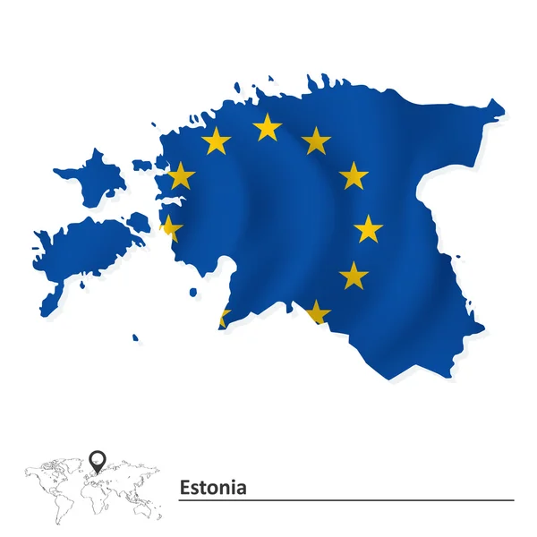 Map of Estonia with European Union flag — Stock Vector