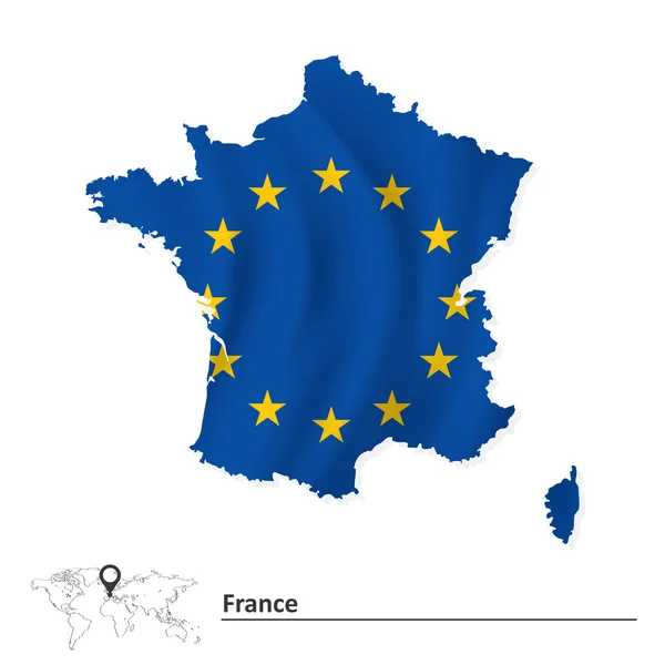 Map of France with European Union flag — Stock Vector