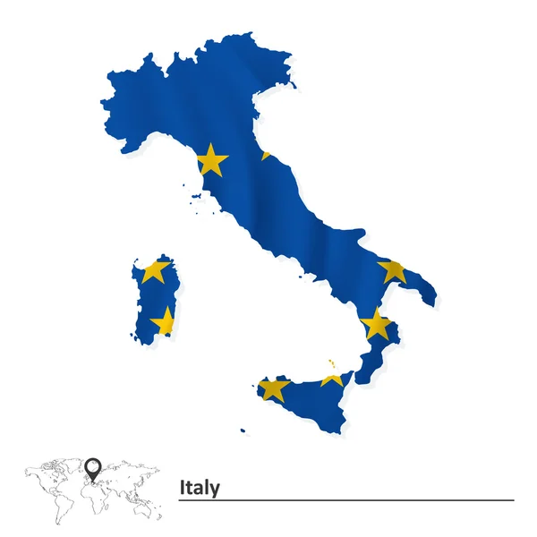 Kaart van Italië met Europese Unie vlag — Stockvector