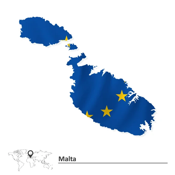 Kaart van Malta met Europese Unie vlag — Stockvector